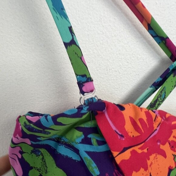 Garnet Hill Ruched Bandeau Floral One-Piece Swimsuit Slimming Sz 2 New - Picture 8 of 10